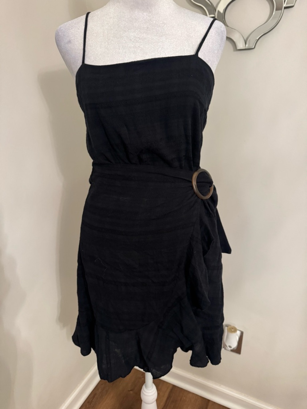 American Eagle Outfitters Black Mini Sundress with Belt